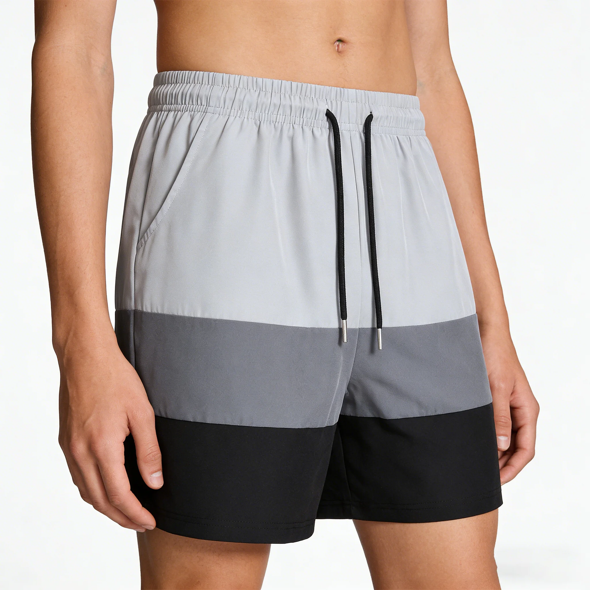 

Men's Color Block Quick-Dry Athletic Shorts Lightweight Performance Running Training Sportswear in Black/Blue/White