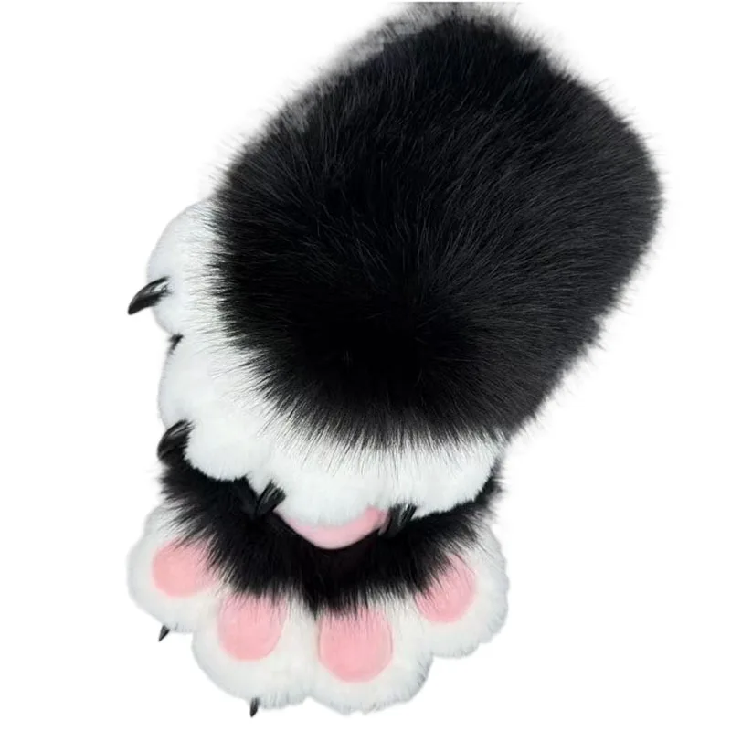 

New Cute Furry Cat Paw Gloves Cosplay Costume Wearable Plush Soft Animal Cat Paw with Nails Cosplay Decoration Mittens