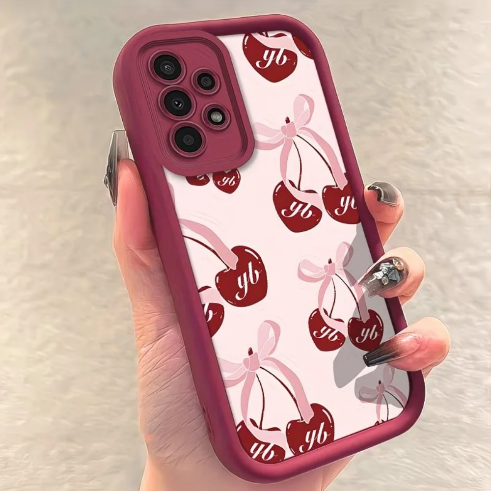 Hot Sale Cherry Bow Soft Anti-Fall Phone Case For Samsung Galaxy A73 A72 A71 A56 A55 A54 A53 A52 A52s A51 A50 A50s 4G 5G Cover view 2