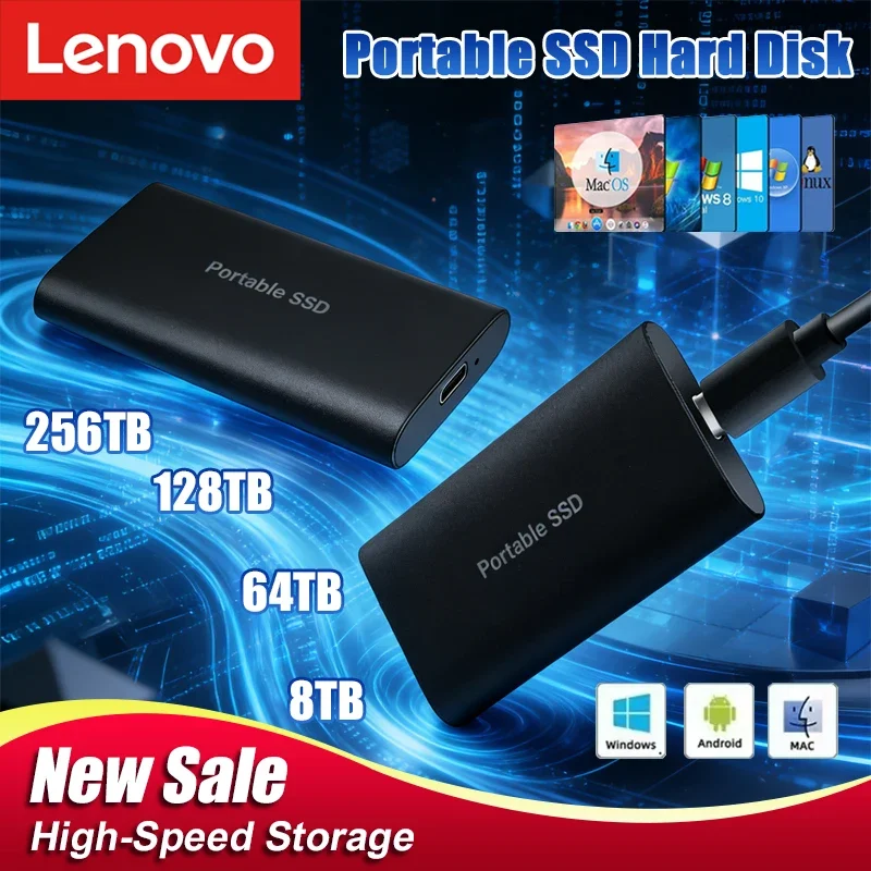 

Портативные твердотельные накопители Lenovo 2 ТБ, 4 ТБ, 8 ТБ: высокоскоростные SSD-диски большой емкости для ноутбуков/MAC