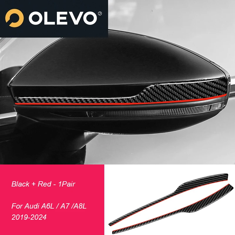 جديد لأودي A6L A7 A8L 2019 2020 2021 2022 2023 2024 2 قطعة غطاء المرايا الخلفية من الكربون الأسود ملصقات الوسادة الواقية