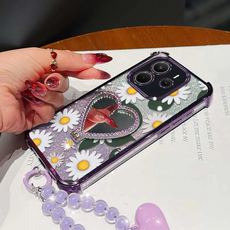 

3pcs(White daisy phone Case+Lanyard+Circular Stand)For Redmi Note 14/Note 14Pro+/Note 14Pro 4G /note 14s Cover Phone Case