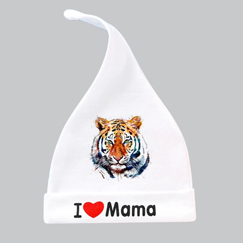 Tiger Customized Wholesale Baby Hat I Love Papa Mama Printed Kids Children Hats Cotton Newborn bonnet babies Girls Boys Caps