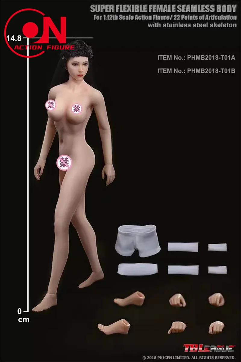 جسم أنثوي بدون خياطة برأس ، ثدي سنتان شاحب متوسط ، شكل حركي للفتيات ، عرض T01B ، 6 بوصة ، مقياس