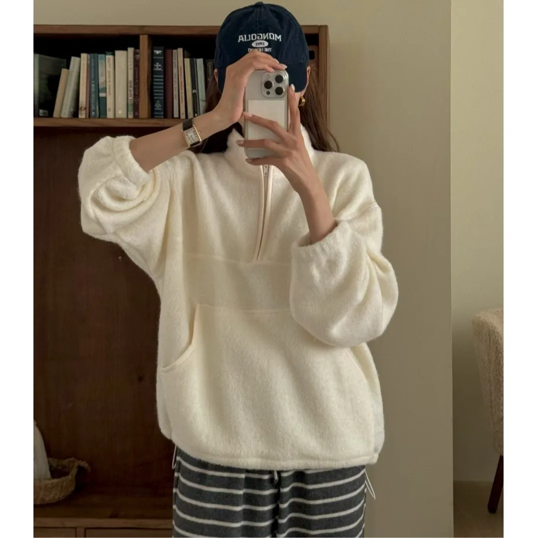 Faionable سستة البلوز ملابس خارجية دافئة الخريف الشتاء تصميم الشعور الأعلى العصرية الشارع Sle الكورية Faion المرأة سترة