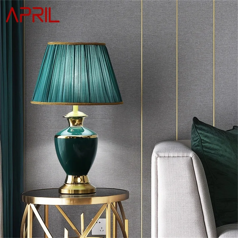 

APRIL Ceramic Table Lamps Brass Desk Light Dimmer Home Decoration for Living Room Bedroom Corridor Hotel