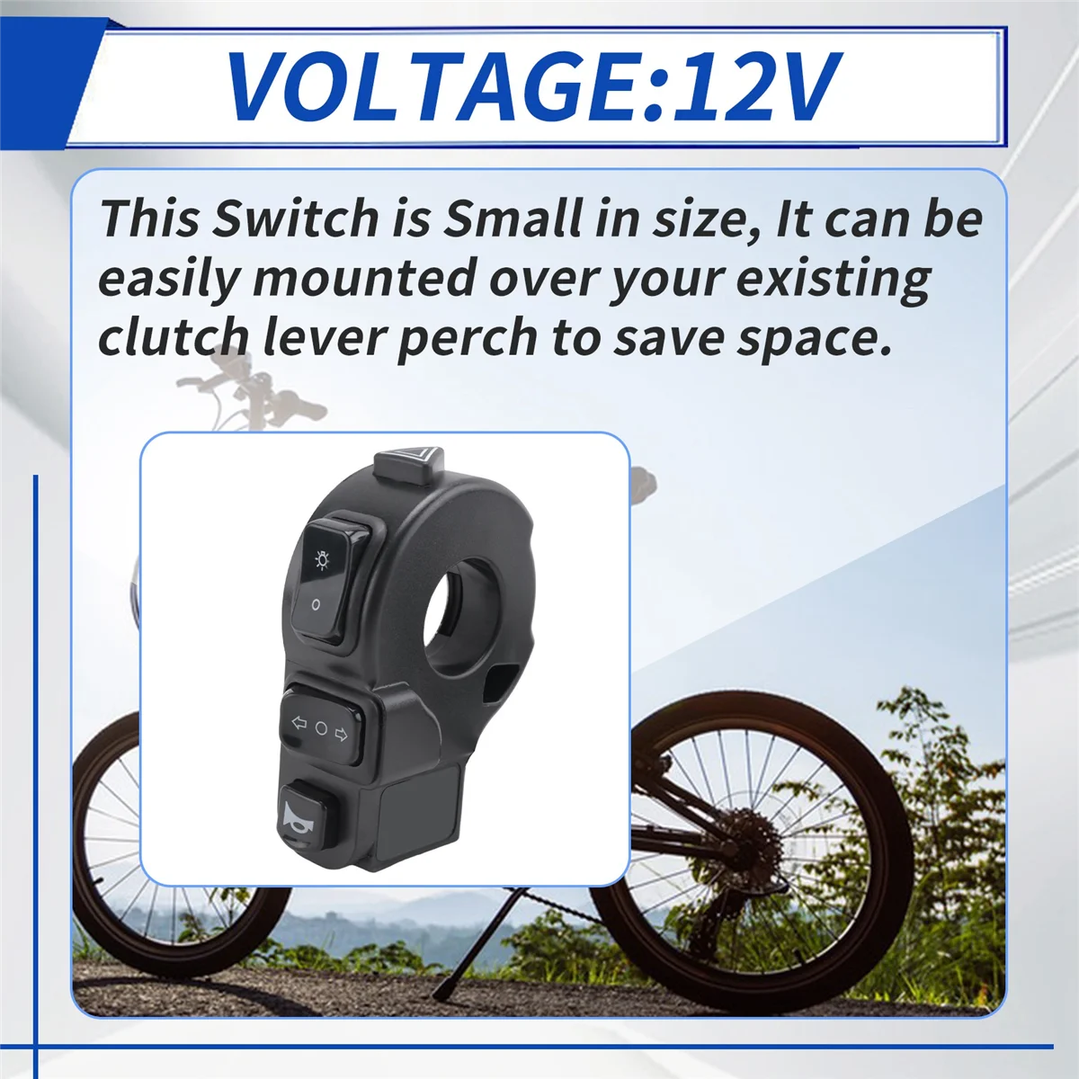 A72Z 3 em 1 interruptor de motocicleta ATV Quad faróis sinal de volta botão liga / desliga para guidão de 22 mm