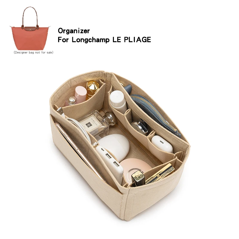 Insert de sac à main en feutre pour cosmétiques, sac à main, sac de maquillage, fourre-tout, stockage Hobo, doublure de synchronisation pour Longchamp LE PLIAGE