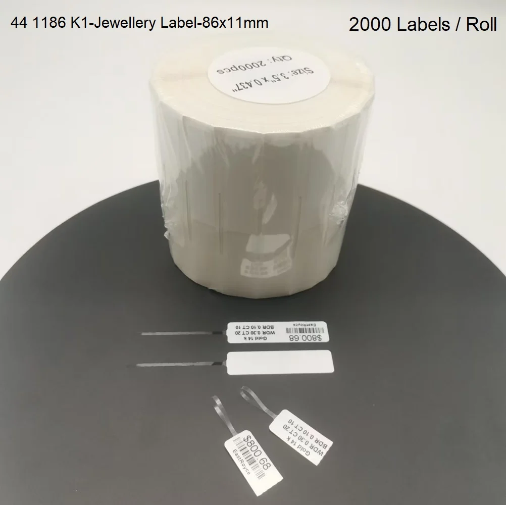 Glossy White Labels with Loop - 44 1186 K1 for Jewellery with High Resistance to Imperfecions, Heat, Cracks and Moisture