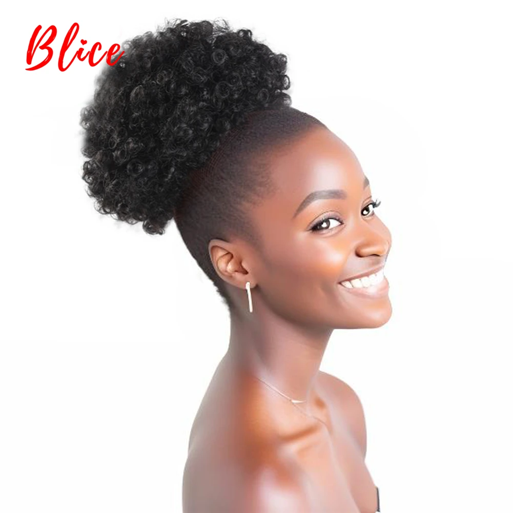 

Blice Large Afro Puff Synthetic Updo Bun Chignon Hairpiece Women Kids Wig Drawstring Ponytail Kinky Curly Clips Hair Extension