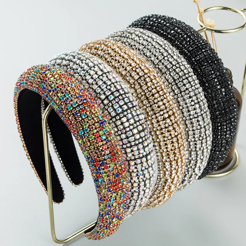 Water Diamond Hair Band Women's Wide Edge European and American Baroque Party Show Headband