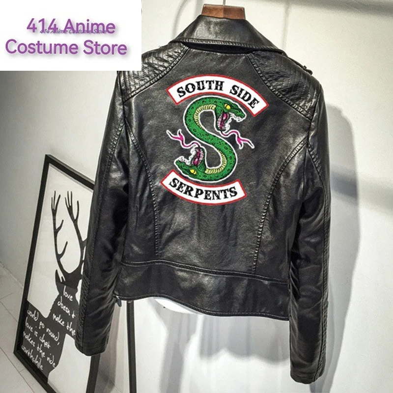 

Riverdale Jacket South Side Jacket Serpents Riverdale Southside PU Leather Jackets Snake Woman Streetwear Leather Outwear Coat