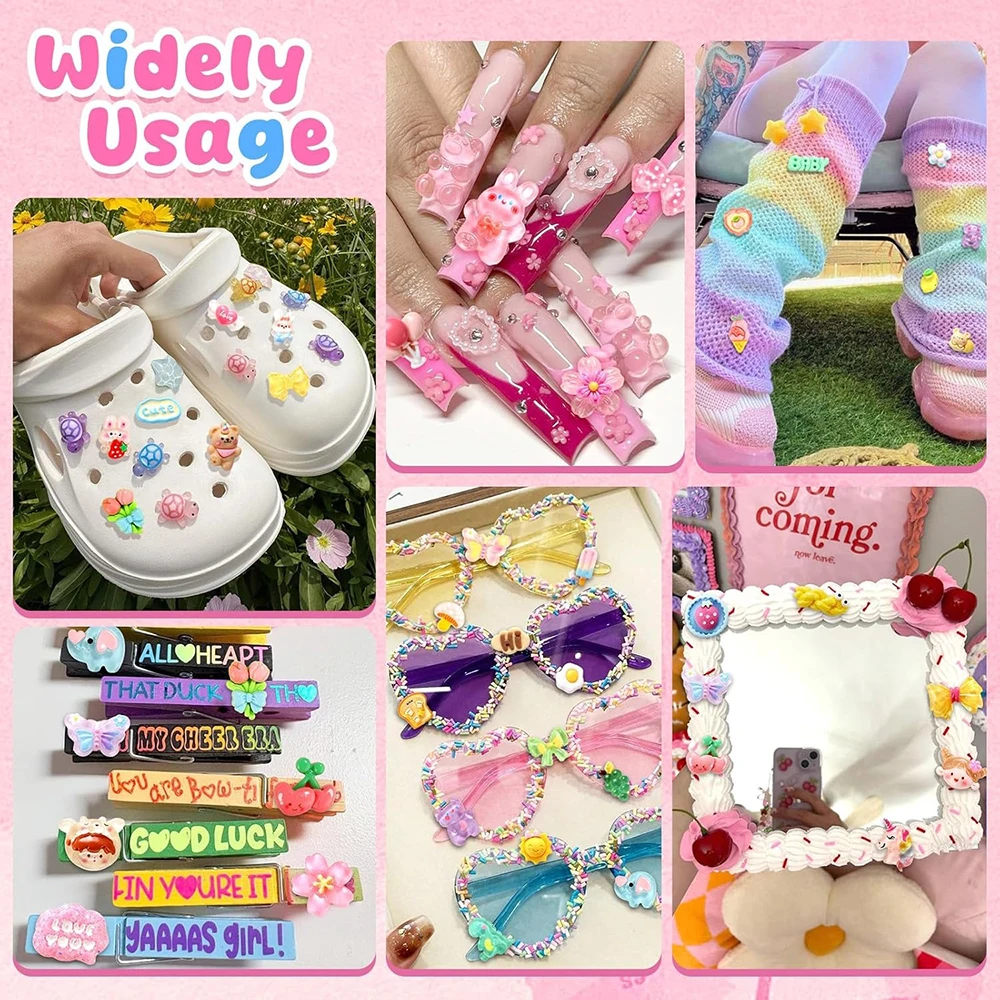 60-teiliges Set mit gemischten flachen Harz-Anhängern, zufällige Designs, Cartoon-Bastelset, Dekorationen für DIY-Bastelarbeiten, Handyhüllen, Nägel, Scrapbooking – Detail 6