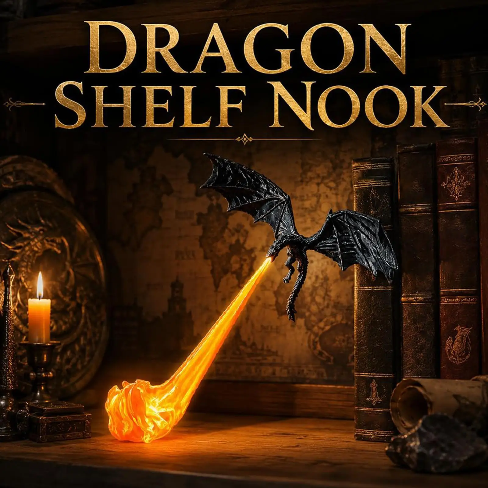 3D Fire Breathing Flying Dragon Resin Book Stoppers for Fantasy Bookshelf Decor, Dragon Book Nook Ornament Dragon Bookend