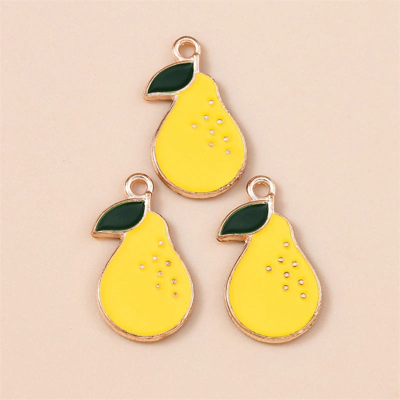 20 Stück 12X21mm Niedliche Emaille-Obst-Birnen-Anhänger für die Herstellung von Ohrhängern, Halsketten, Armbändern, DIY-Handwerk und Schmuckzubehör – Detail 3