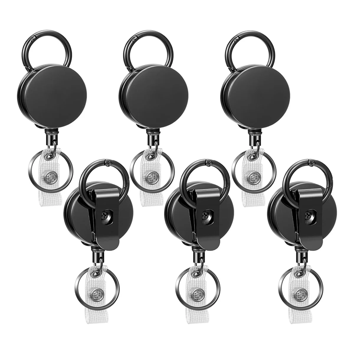 6 Pack Heavy Duty Reel Retractable Badge Holder,Badge Reel ID Badge Holder Retractable with Belt Clip Key Ring