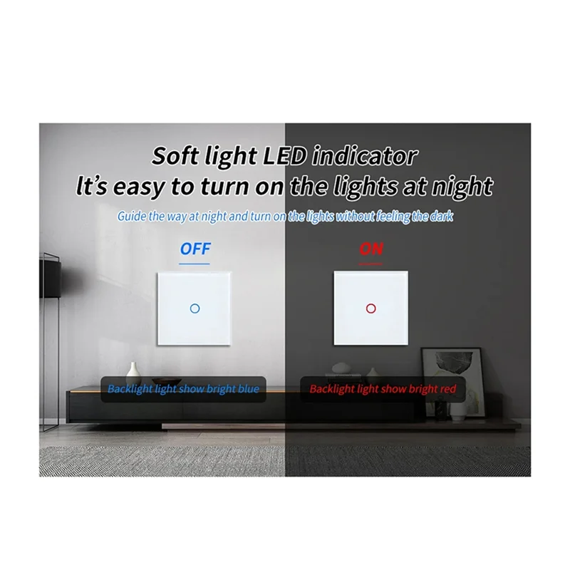 

ABKO-EU 2Way 1Gang Dual Touch Switch Staircase Bedroom Sensor Switches Tempered Glass Panel Stair No Need WI-FI Black