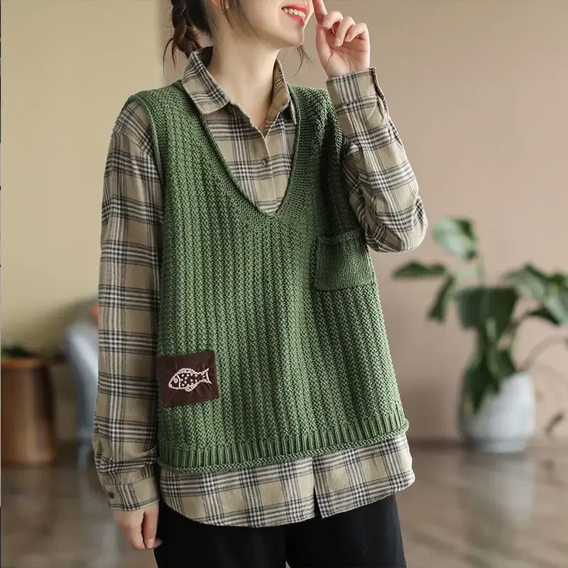 Female Sweater Solid Cropped Waistcoat Short Pullover Women's Knitted Vest Clothing Trend 2024 On Offer Formal Casual Fashion