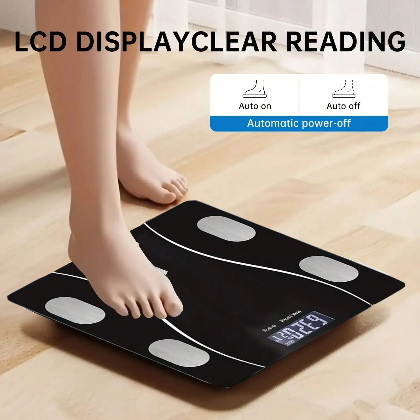 Smart Body Fat and Weight Scale, Household High Precision Digital Bathroom Scale 396 lb Capacity, Electronic Scale with LCD High Definition Display and Temperature Display, Switchable Between KG and Pound
