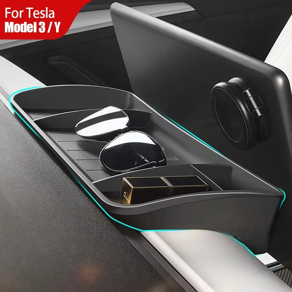 

For Tesla Model 3 2017-2023 Model Y 2021-2024 Behind Screen Storage Box Sunglasses Tray ﻿