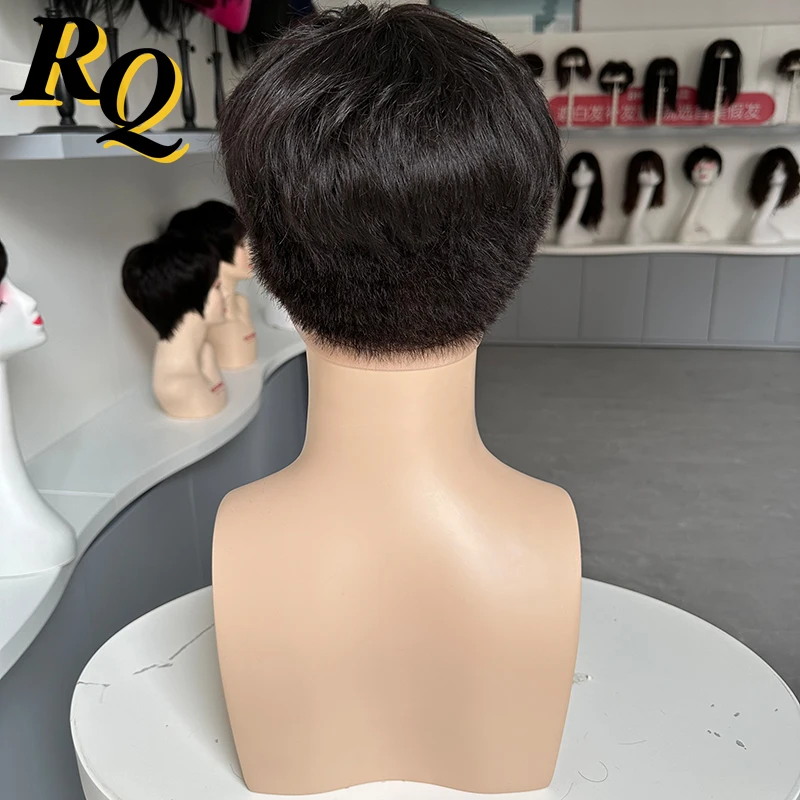 Pre Styled Full Lace Human Hair Wig For Men Toupee Hair System Male Wig Styled Cut Hair Transparent Lace Wig Replacement