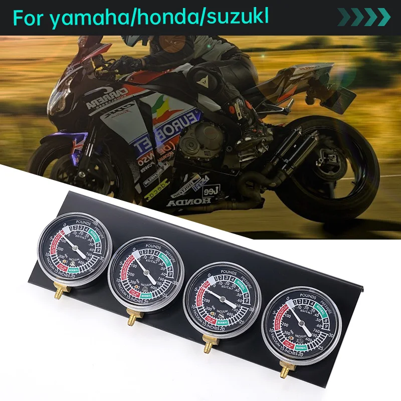 4Pcs Motorcycle Carburetor For Honda/Yamaha/Suzuki Fuel Vacuum Balancer Cylinder Gauge Synchronizer Diagnostic Tool With Hose