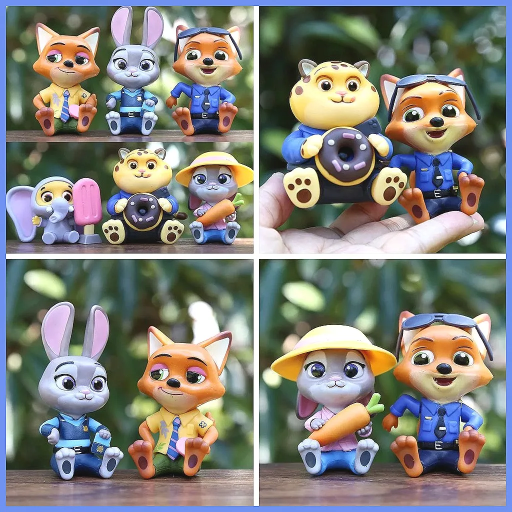 

for Miniso Disney Zootopia 6 Pcs Action Figure Set - Judy, Nick, Flash, Finnick, Chief Bogo Doll Toys for Kids