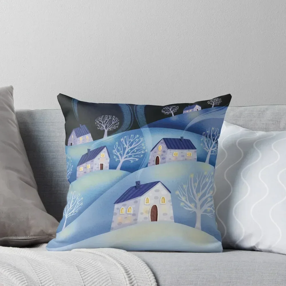 

Snowy Night Throw Pillow Room decorating items Pillowcases Bed Cushions pillow