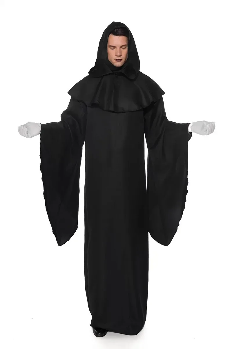 Grim Reaper Costume Cos Horror Demon Hooded Robe Outfit adulti uomini Halloween Purim cosplay Vampire Devil Costumes