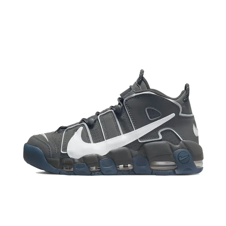 Nike Gray Air More Uptempo Men's and Women's Retro Mid-top Basketball Shock absorbing anti-skid wear-resistant sneakers