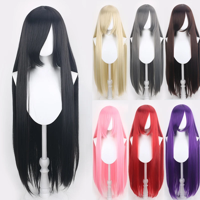 40 Inch 101cm Long Straight Synthetic Cosplay Wig, Middle Part Anime Costume Wig for Women Halloween Party Daily Use