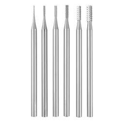 Fraises cylindriques à coupe transversale pour bijoux, outils de réglage lapidaire, forme à intervalles, tige de 3 po, 32 po, 6 pièces