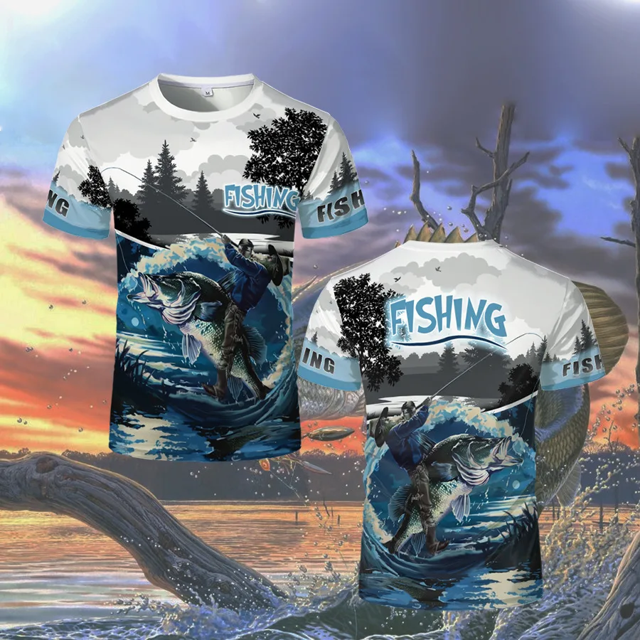 

Summer new men's T-shirt 3D digital printing deep-sea fish men's outdoor sports casual loose short sleeved top