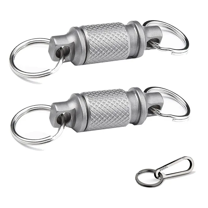 A20I Quick Release Keychain Set with Titanium Carabiner and Keyrings - Advanced Titanium Swivel Clip 360-Degree Rotation