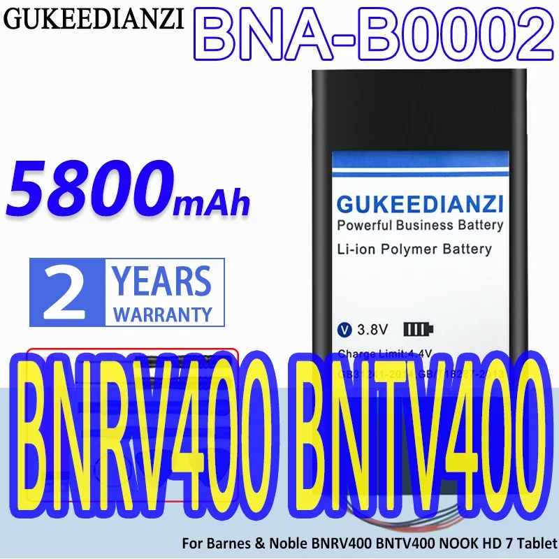 

High Capacity GUKEEDIANZI Battery BNA-B0002 5800mAh For Barnes & Noble BNRV400 BNTV400 NOOK HD 7 BNA B0002