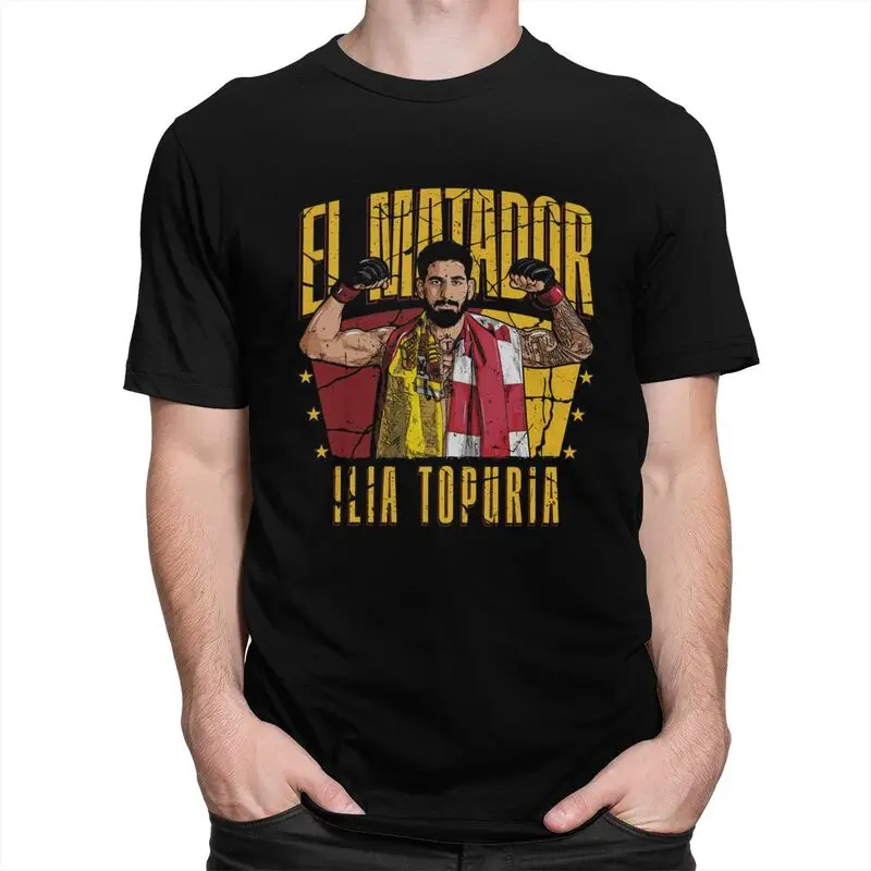 Custom Ilia Topuria El Matador T Shirt Men 100% Cotton Tshirt Graphic Tee Short Sleeve T-shirts Loose Fit Clothing Merch