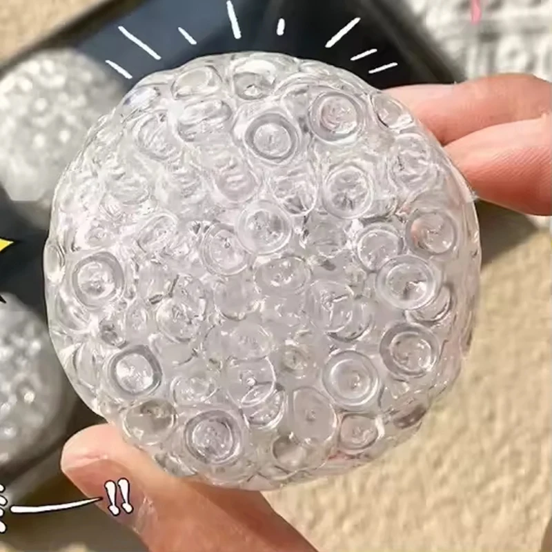Clear Ice Beads Squishy Balls Super Soft Mochi Fidget Toy Slow Rebound Stress Relief Anti-Anxiety Toys for Adults Birthday Gifts
