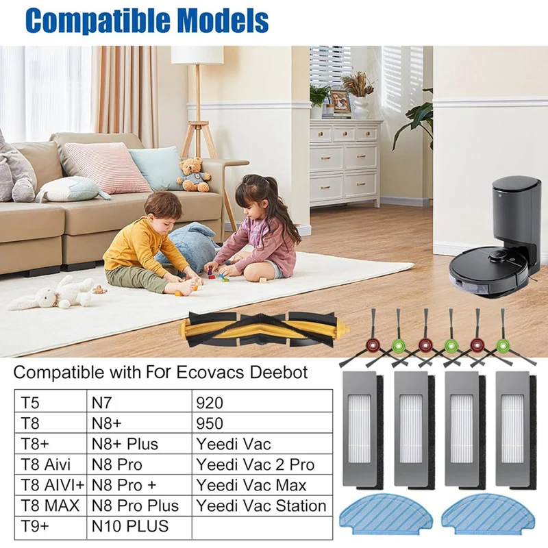 ABKJ-For ECOVACS Deebot Ozmo T8 T8+ T8 Aivi T8 AIVI+ T8 MAX T9+ T5 N8+ / N8+ Plus N8 Pro N8 Pro + Replacement Parts Kits