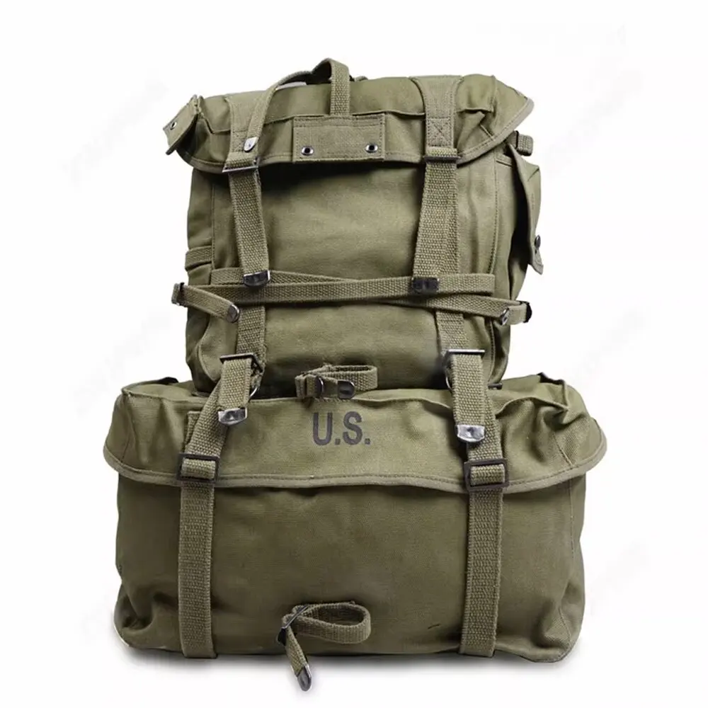 WW2 US ARMY M1945 PACK SET COMBINATION WITH BELT AND STRAPS  Army M1945 Equipment Portfolio HIGH QUALITY