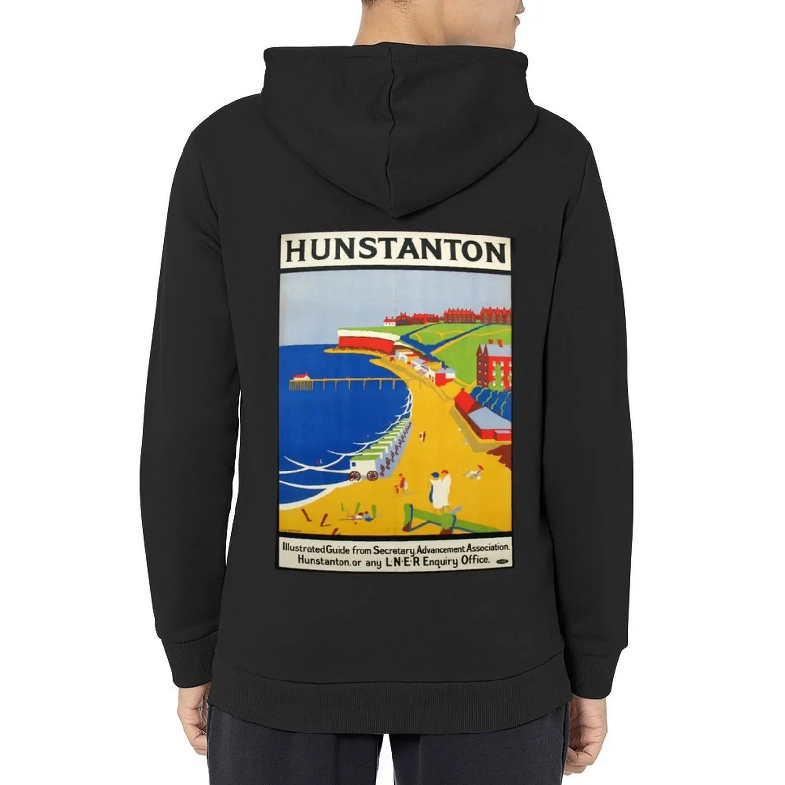 

Hunstanton vintage travel poster Hoodie graphic t shirts men men's autumn clothes korean clothes winter clothes tracksuit