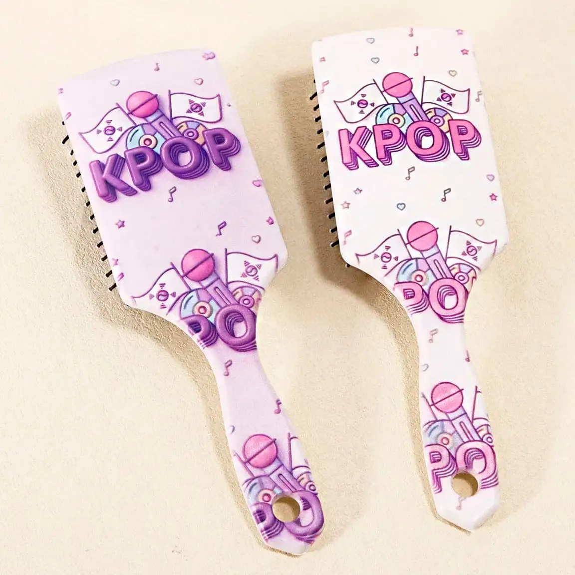 

Kpop music themed hair comb, ABS plastic handle and nylon bristles,perfect gift for KPOP fans Special for real hair wigs