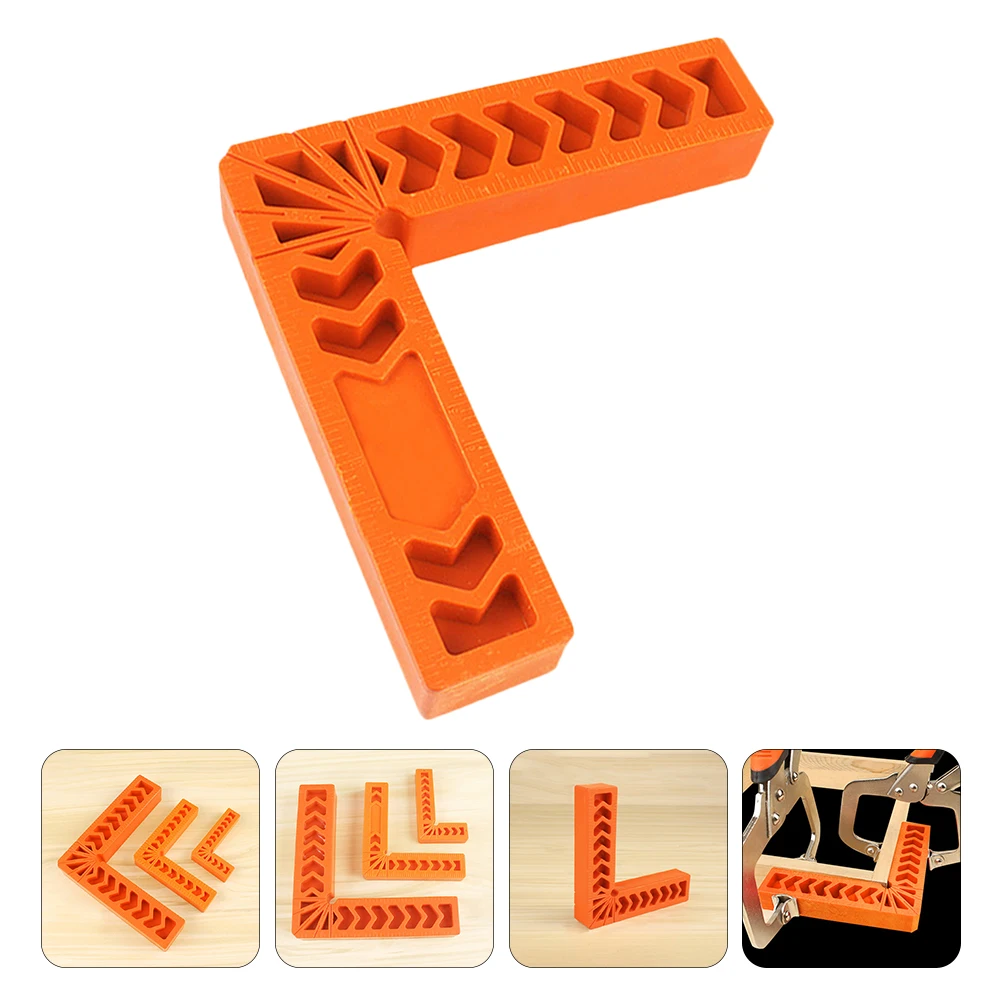 1Pcs 90 Degree Angle Ruler Fixator Orange Plastic Right Angle Positioner for Professional Woodworking Measuring Ruler
