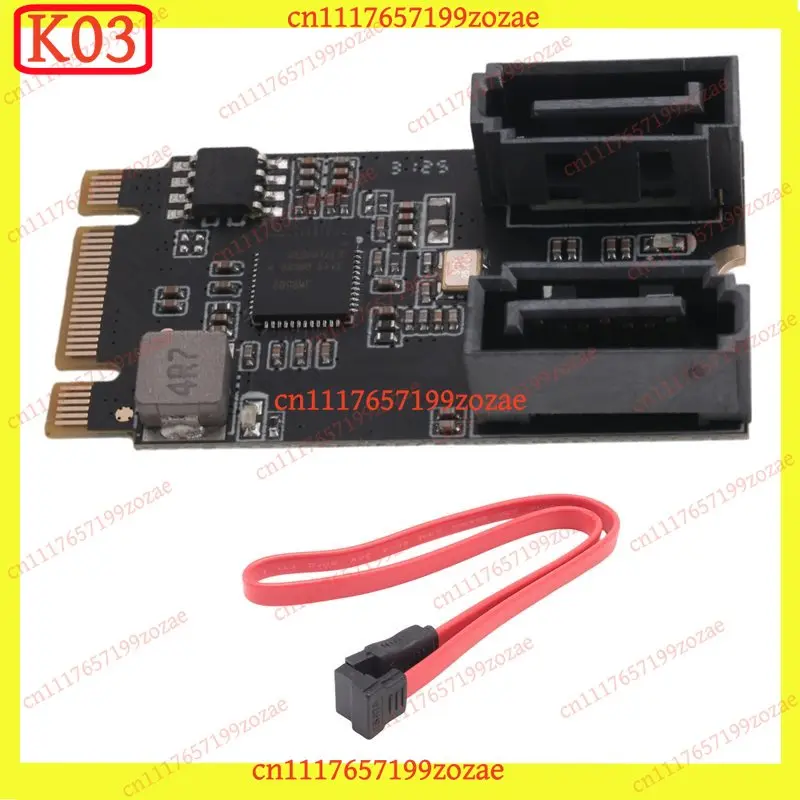 LK k3 M.2 PCIe to 2-Port SATA III 6Gbps Adapter Card, JMB582 Controller for NVMe & SATA SSD