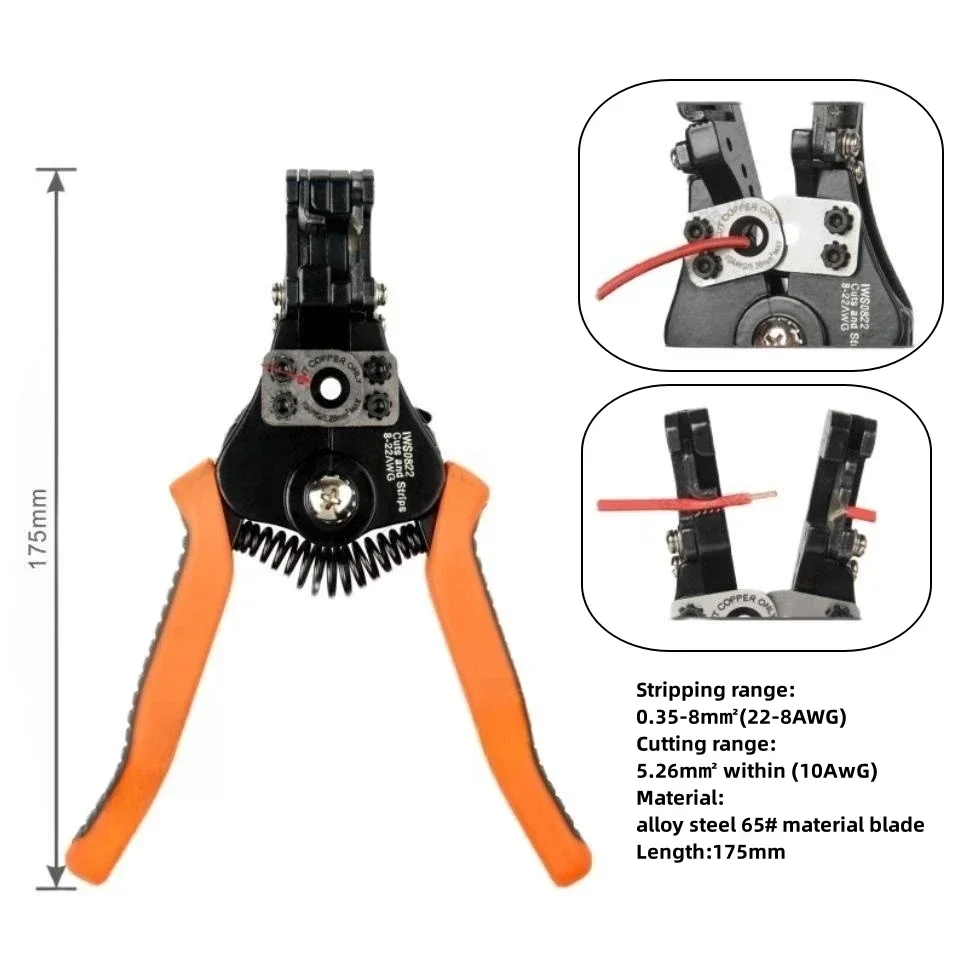 Wire Cutter / Wire Stripper, Heavy Duty Automatic Wire Stripper Tool for 8-22 AWG Solid Multi-function electrician Cable Cutter