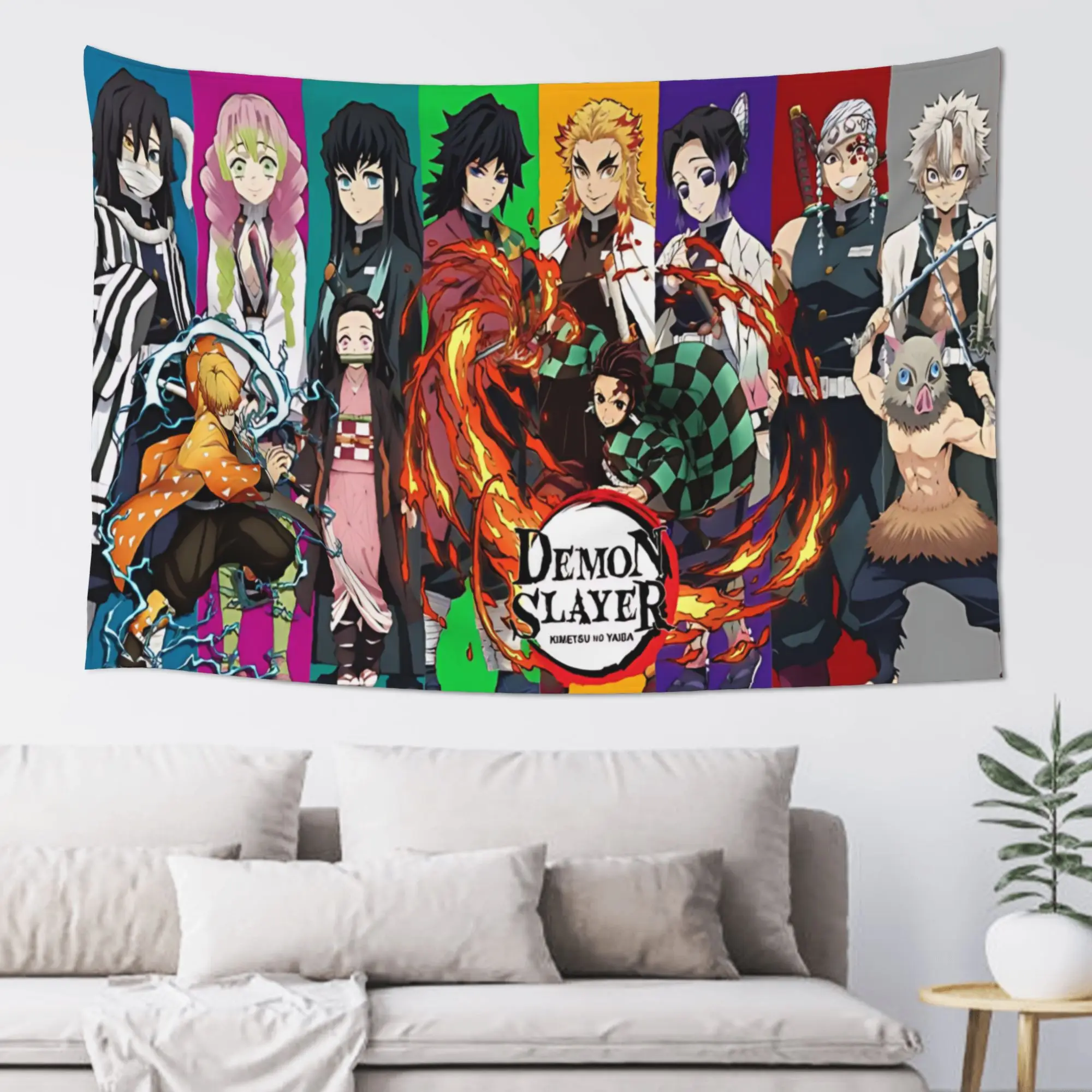 Customized Christmas Demon Slayer Cutecore Tapestry  Wall Hanging Blanket Tapestry Home Decor Items Wall Decorations