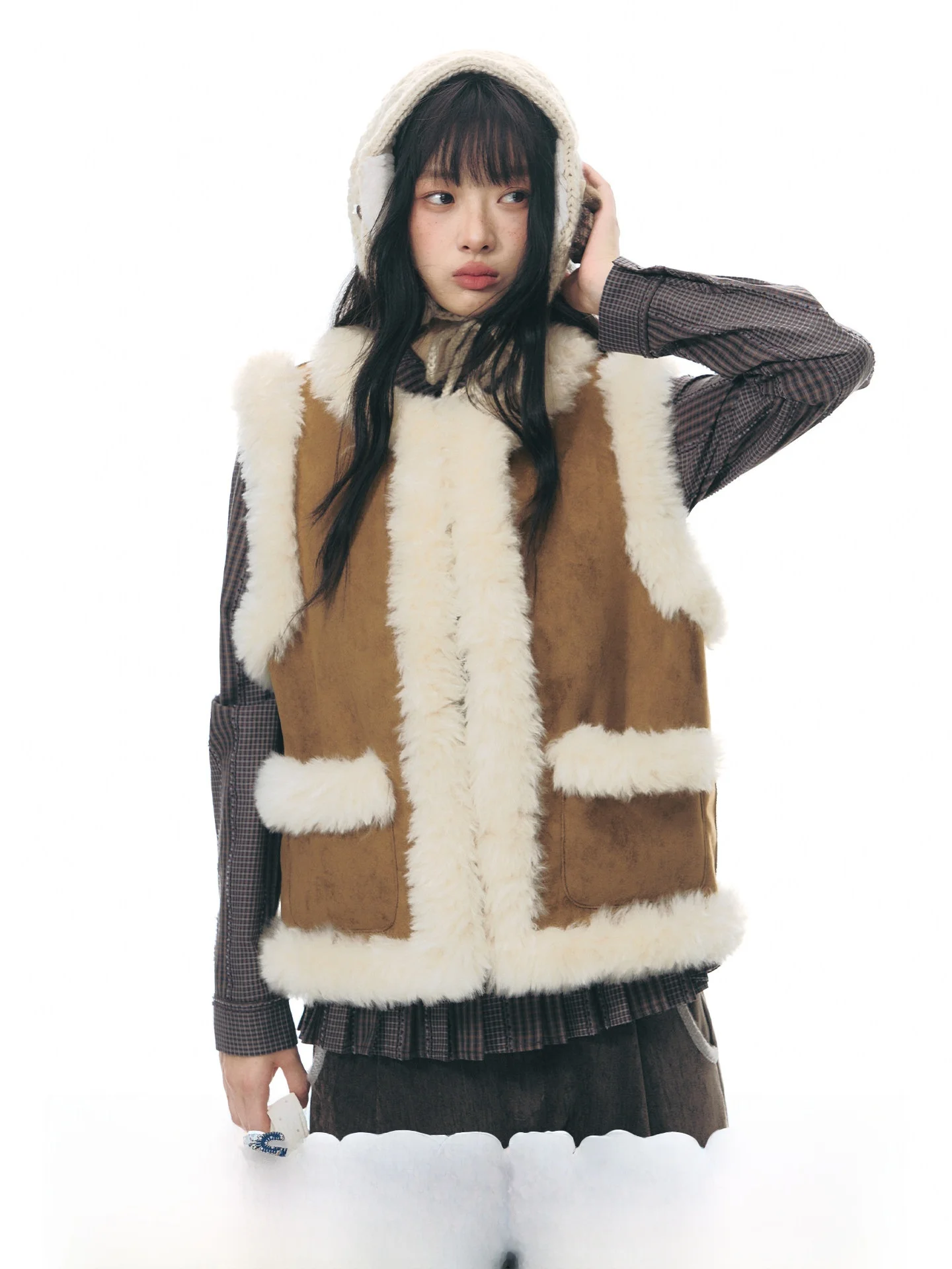 

TAKEANAP Original Double-Sided Wear Plu Suede Vest Women's Winter Vintage Svel Warm Vest Comfortable Spwear