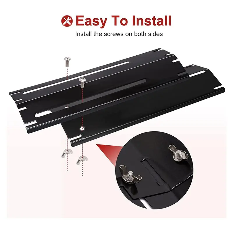 ABUN Universal Adjustable Grill Heat Plates/Heat Tents/Burner Covers, BBQ Heat Deflectors, 3-Pack Telescoping Porcelain Steel,