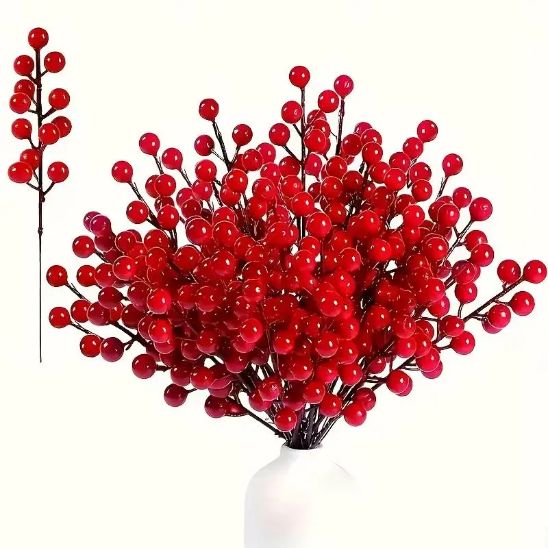 10/20/30 Stück Weihnachten Künstliche Beeren Stamm Red Holly Berry Staubblatt Gefälschte Blume für Neujahr Home Dekoration DIY Kranz Geschenke