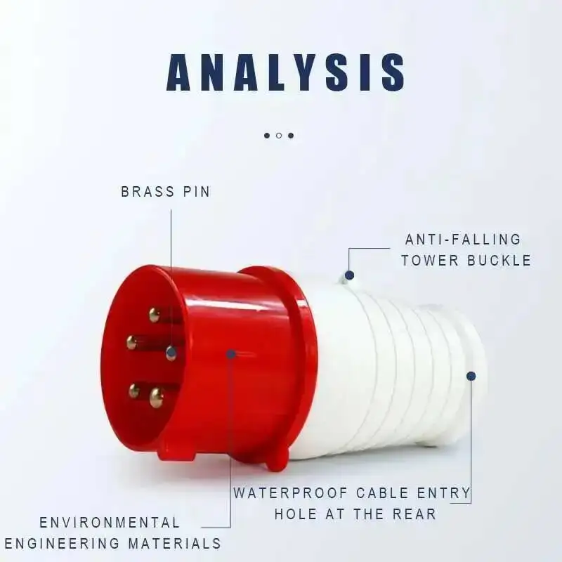 16A/32A 3/4/5 Cores Pins Waterproof Industrial Plug Socket Surface Conceal Mounted IP44 Male Female Fast Connector