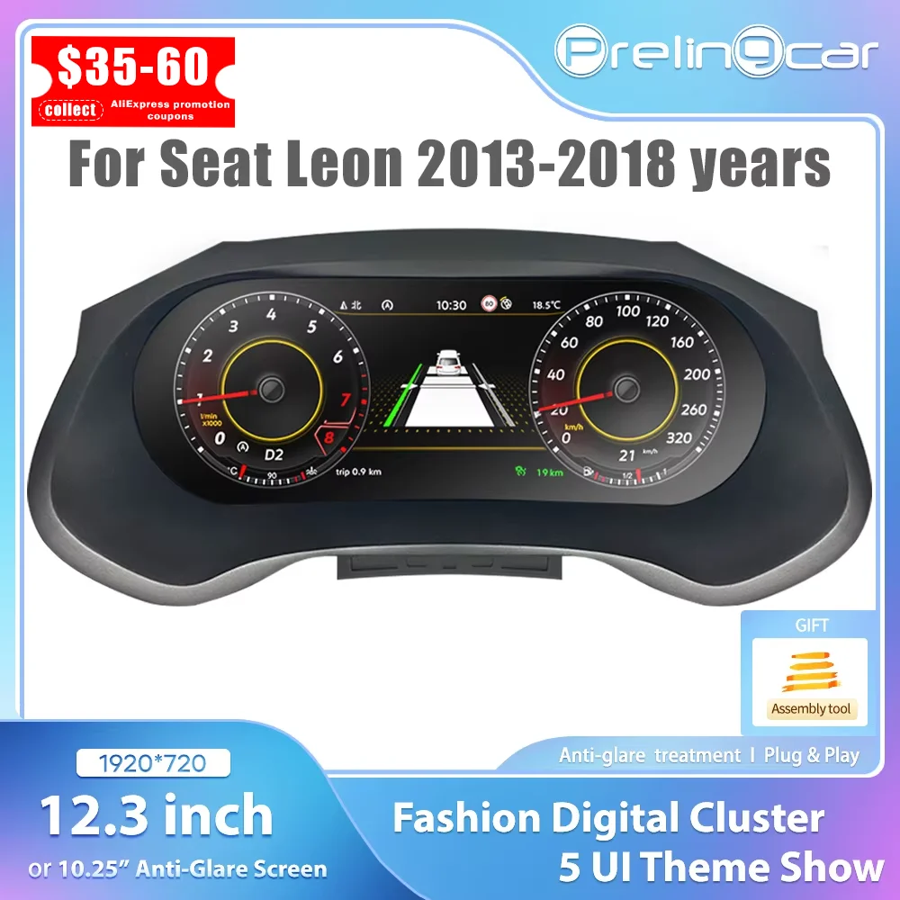 LCD Digital Cluster Für Seat Leon 2013-2018 Jahre Unterstützung HDMI Carplay Radio Dashboard instrument panel Tachometer